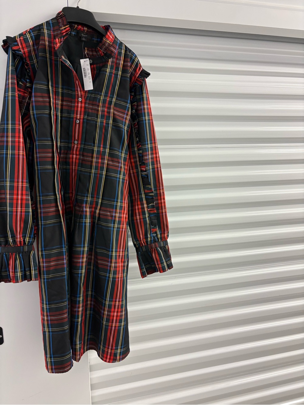 J. Crew Stewart Plaid Ruffle Dress. Size XL. New with tags.